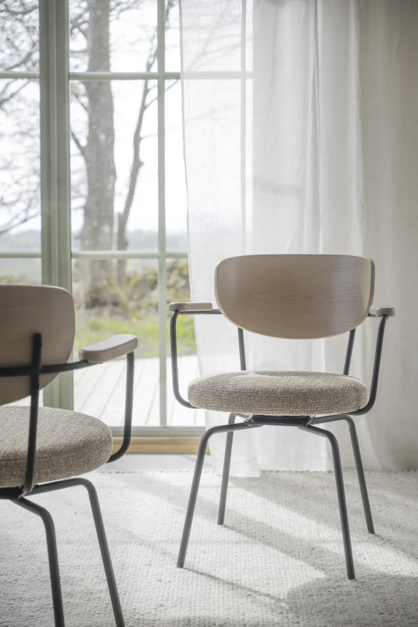MERRICK Essstuhl Dunkelbeige/Weiß pigmentiert/Schwarz 60x62x81cm - ZEN ZONE Furniture