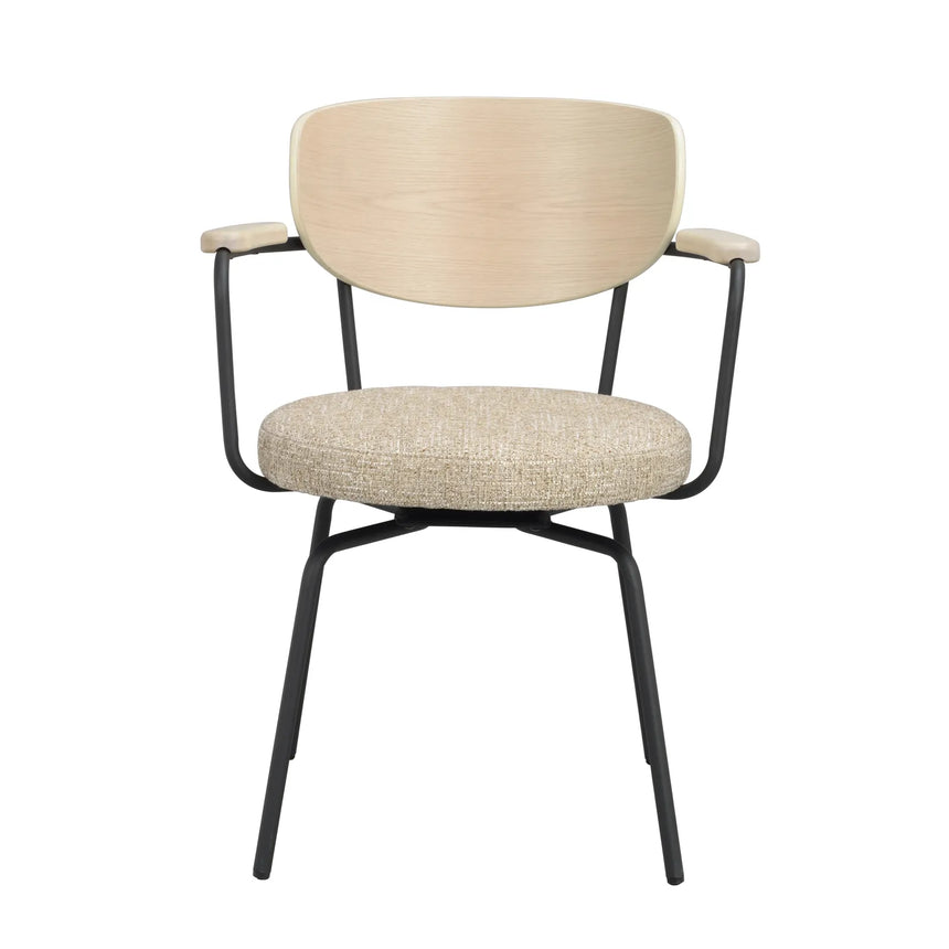 MERRICK Essstuhl Dunkelbeige/Weiß pigmentiert/Schwarz 60x62x81cm - ZEN ZONE Furniture