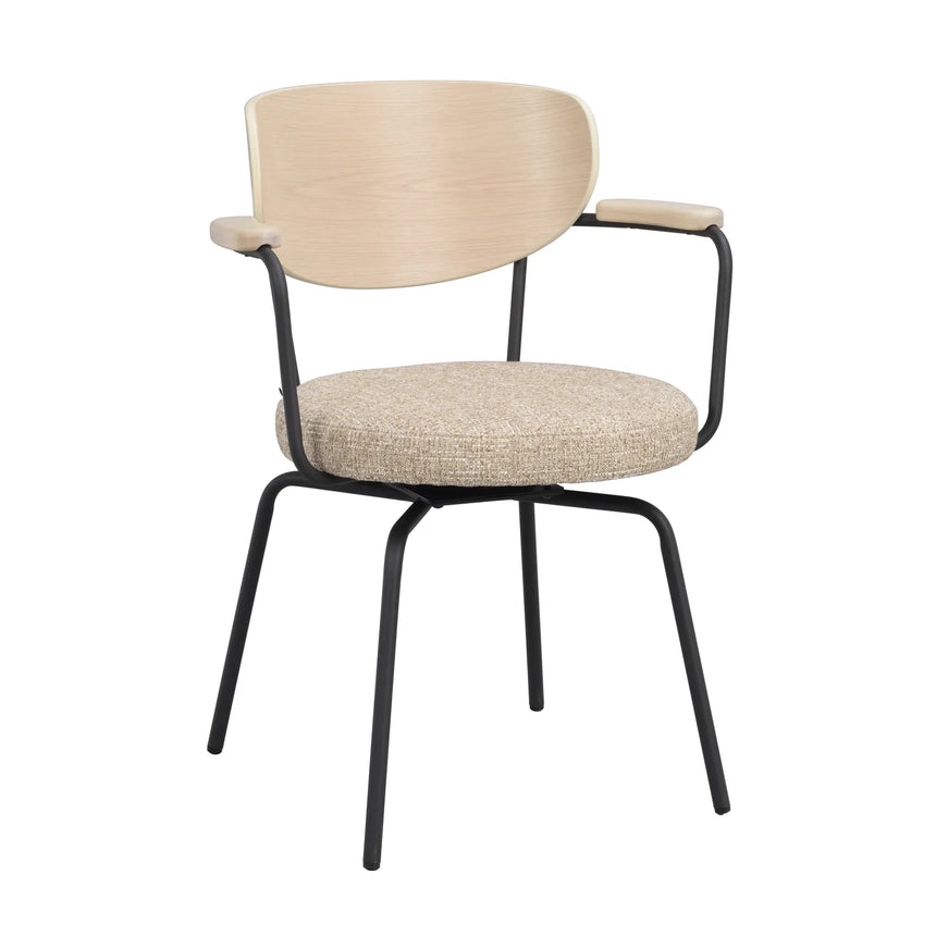 MERRICK Essstuhl Dunkelbeige/Weiß pigmentiert/Schwarz 60x62x81cm - ZEN ZONE Furniture