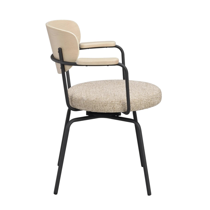 MERRICK Essstuhl Dunkelbeige/Weiß pigmentiert/Schwarz 60x62x81cm - ZEN ZONE Furniture