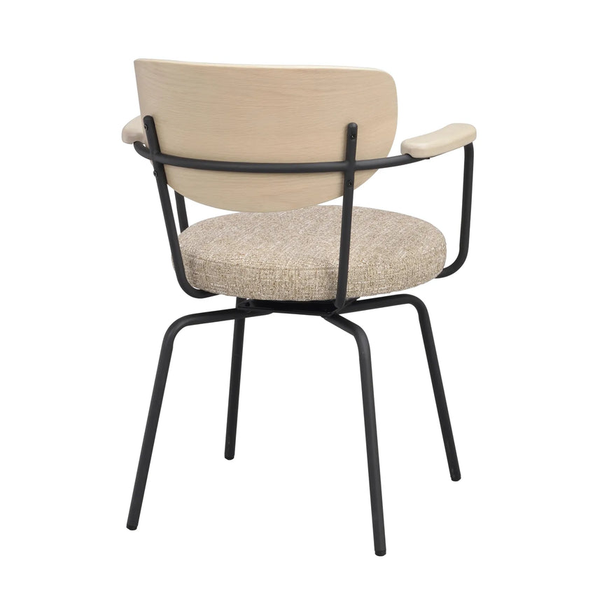 MERRICK Essstuhl Dunkelbeige/Weiß pigmentiert/Schwarz 60x62x81cm - ZEN ZONE Furniture