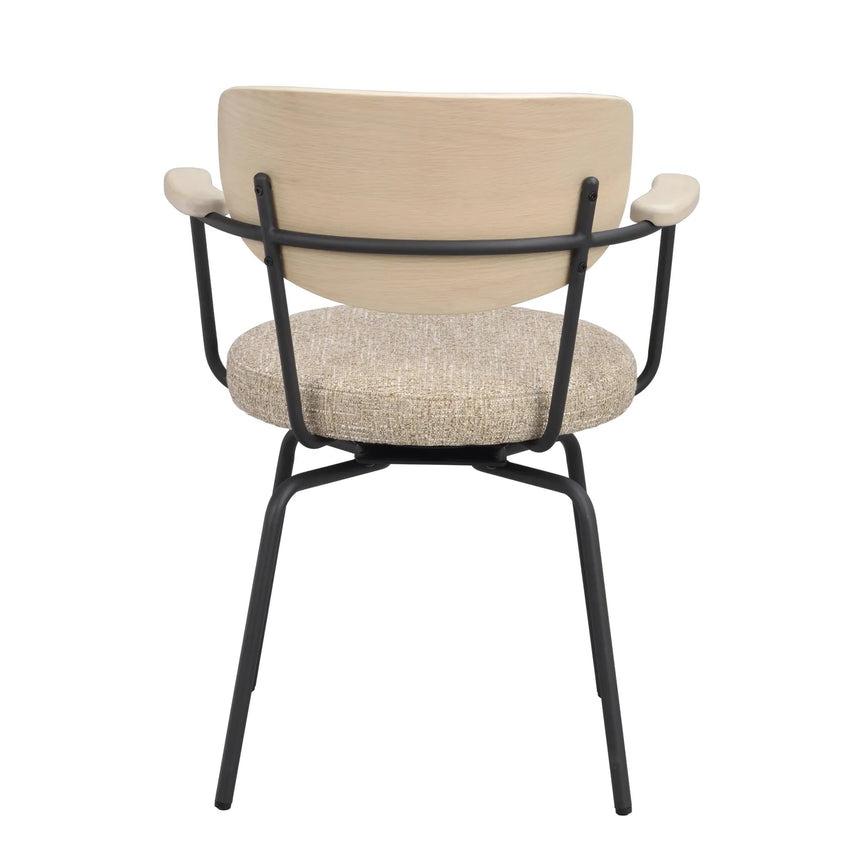 MERRICK Essstuhl Dunkelbeige/Weiß pigmentiert/Schwarz 60x62x81cm - ZEN ZONE Furniture
