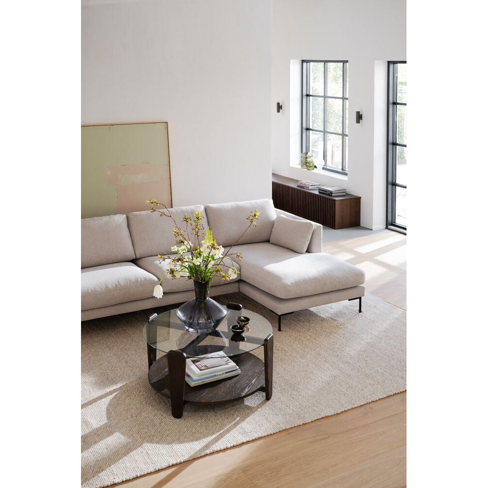 CORWIN 3-Sitzer-Sofa Chaise Longue Rechts Hellbeige/Schwarz 270x160x83cm - ZEN ZONE Furniture