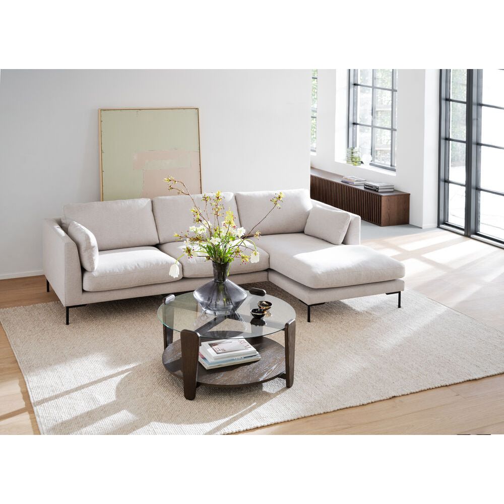 CORWIN 3-Sitzer-Sofa Chaise Longue Rechts Hellbeige/Schwarz 270x160x83cm - ZEN ZONE Furniture