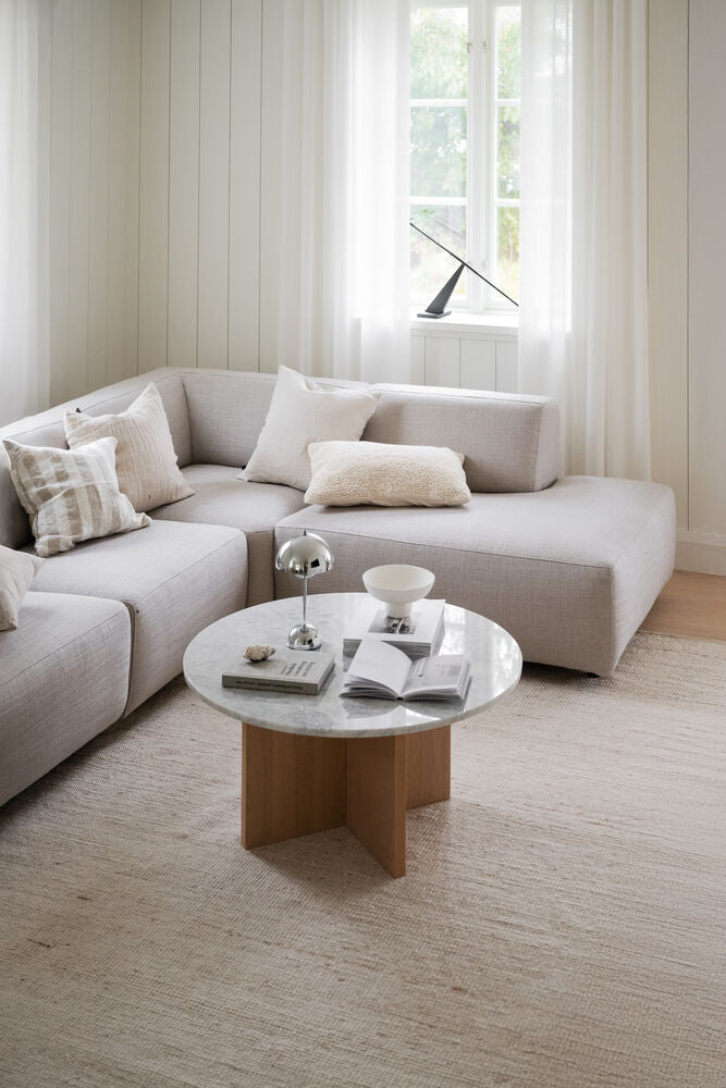 BROOKSVILLE Couchtisch Rund Marmor Weiß/weiß pigmentiert 90x90x42cm - ZEN ZONE Furniture