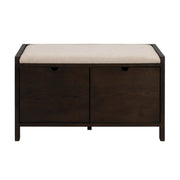 HILLMOND Flurbank aus Eiche und Stoff, in Braun/Beige, 80x41x47 cm - ZEN ZONE Furniture