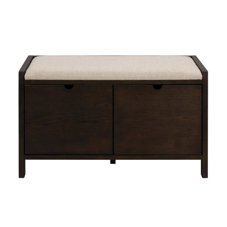 HILLMOND Flurbank aus Eiche und Stoff, in Braun/Beige, 80x41x47 cm - ZEN ZONE Furniture