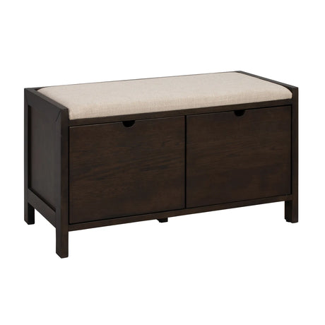 HILLMOND Flurbank aus Eiche und Stoff, in Braun/Beige, 80x41x47 cm - ZEN ZONE Furniture