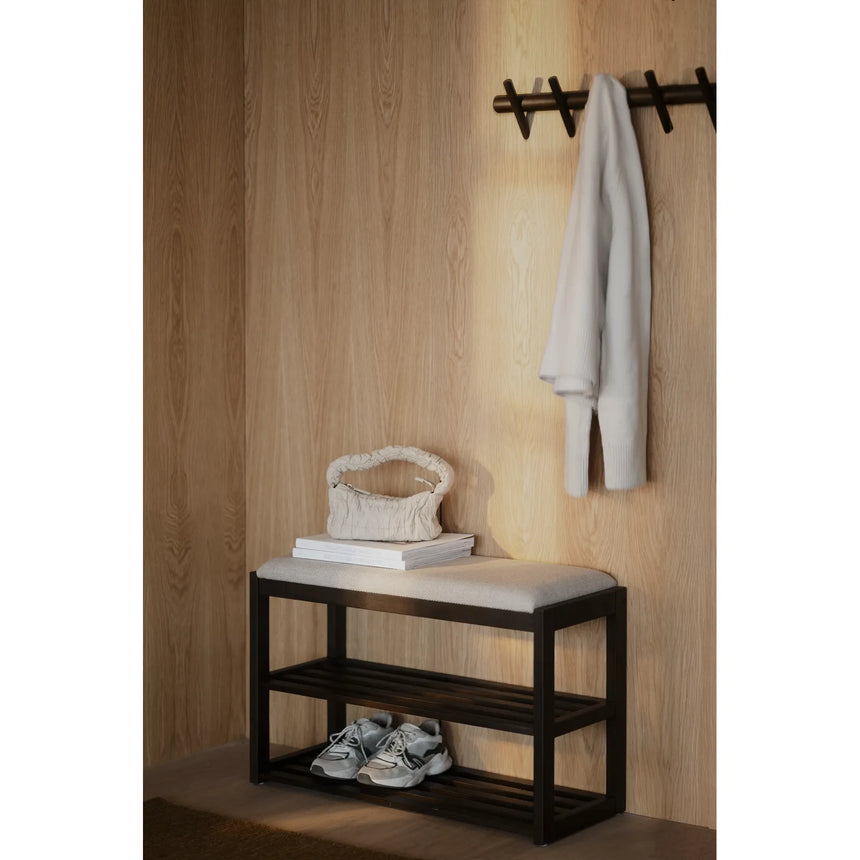 CONFETTI Flurbänke aus Eiche, Stoff in Braun/Beige, 80x30x52 cm - ZEN ZONE Furniture