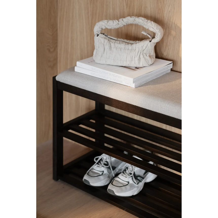 CONFETTI Flurbänke aus Eiche, Stoff in Braun/Beige, 80x30x52 cm - ZEN ZONE Furniture
