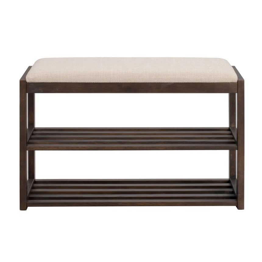 CONFETTI Flurbänke aus Eiche, Stoff in Braun/Beige, 80x30x52 cm - ZEN ZONE Furniture