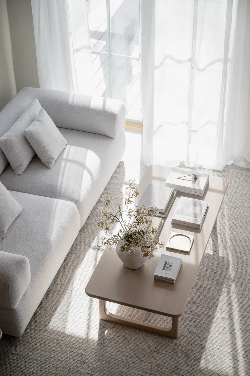 DRISCOLL Couchtisch aus Eiche Weiß pigmentiert 160x70x41cm - ZEN ZONE Furniture