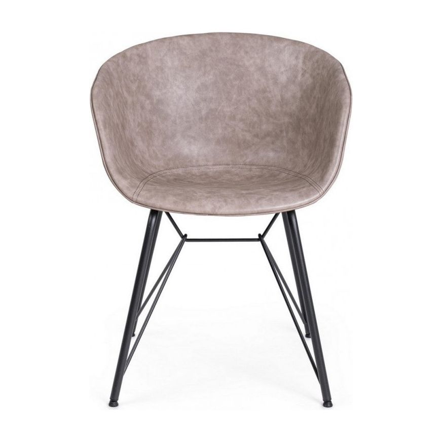 Stuhl Warhol PU Vintage Beige Gestell Schwarz - ZEN ZONE