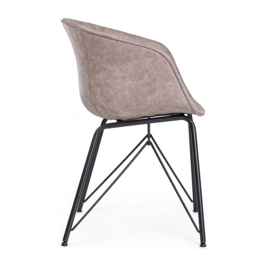 Stuhl Warhol PU Vintage Beige Gestell Schwarz - ZEN ZONE