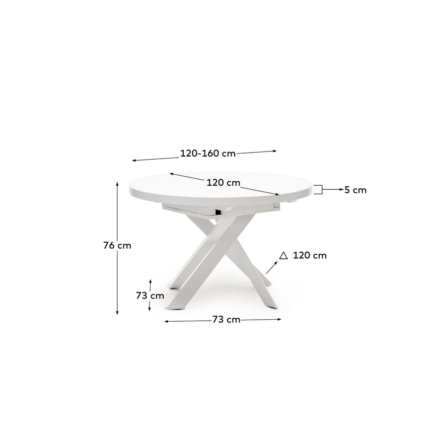Vashti Ausziehtisch Weiss Ø 120 x 120 oder 160 cm - ZEN ZONE Furniture