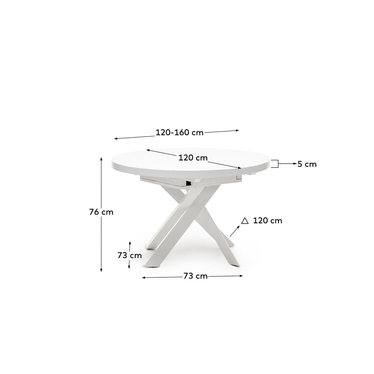 Vashti Ausziehtisch Weiss Ø 120 x 120 oder 160 cm - ZEN ZONE
