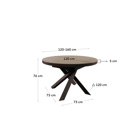 Vashti Ausziehtisch Braun Ø 120 x 120 oder 160 cm - ZEN ZONE Furniture