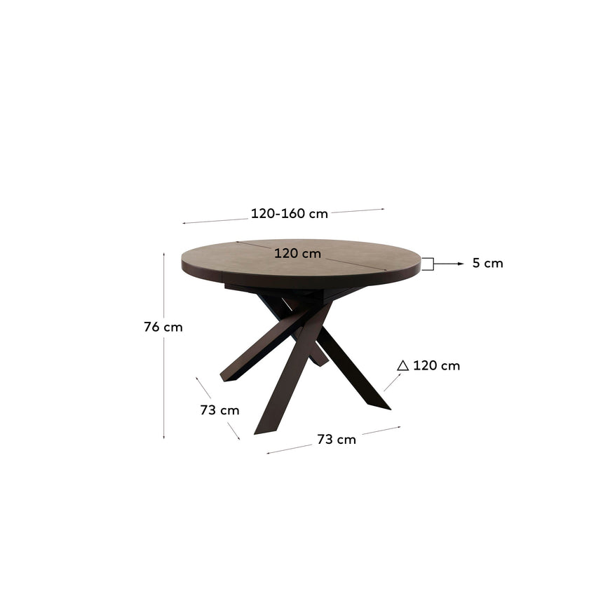 Vashti Ausziehtisch Braun Ø 120 x 120 oder 160 cm - ZEN ZONE Furniture