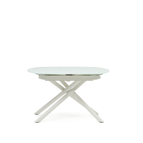 Yodalia Ausziehtisch aus getempertem Glas und Stahlbeine mit weißem Finish 130(190)x100 cm - ZEN ZONE Furniture