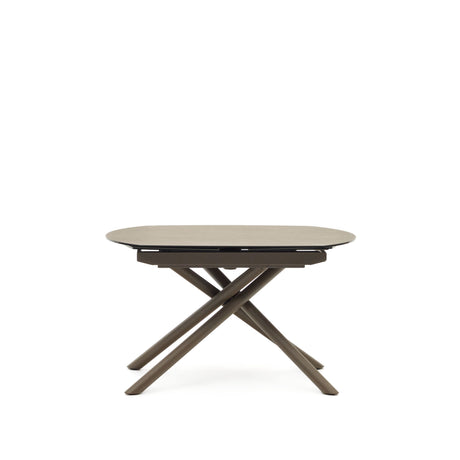 Yodalia Ausziehtisch mit Feinsteinzeugplatte und Stahlbeine braun 130(190)x100 cm - ZEN ZONE Furniture