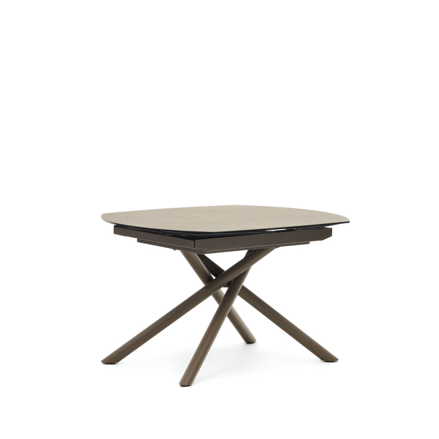 Yodalia Ausziehtisch mit Feinsteinzeugplatte und Stahlbeine braun 130(190)x100 cm - ZEN ZONE Furniture