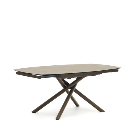 Yodalia Ausziehtisch mit Feinsteinzeugplatte und Stahlbeine braun 130(190)x100 cm - ZEN ZONE Furniture