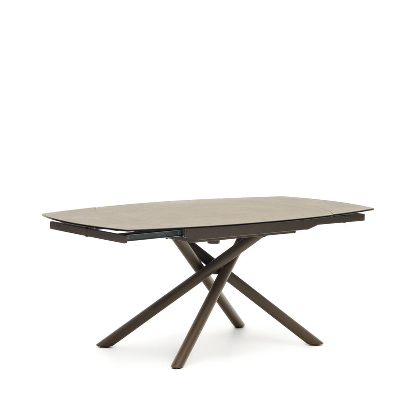 Yodalia Ausziehtisch mit Feinsteinzeugplatte und Stahlbeine braun 130(190)x100 cm - ZEN ZONE Furniture