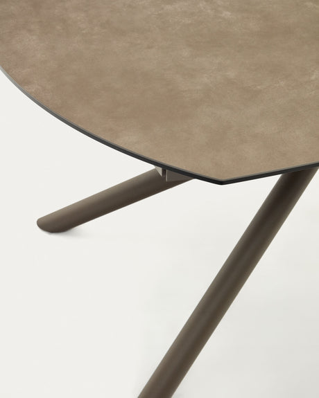 Yodalia Ausziehtisch mit Feinsteinzeugplatte und Stahlbeine braun 130(190)x100 cm - ZEN ZONE Furniture
