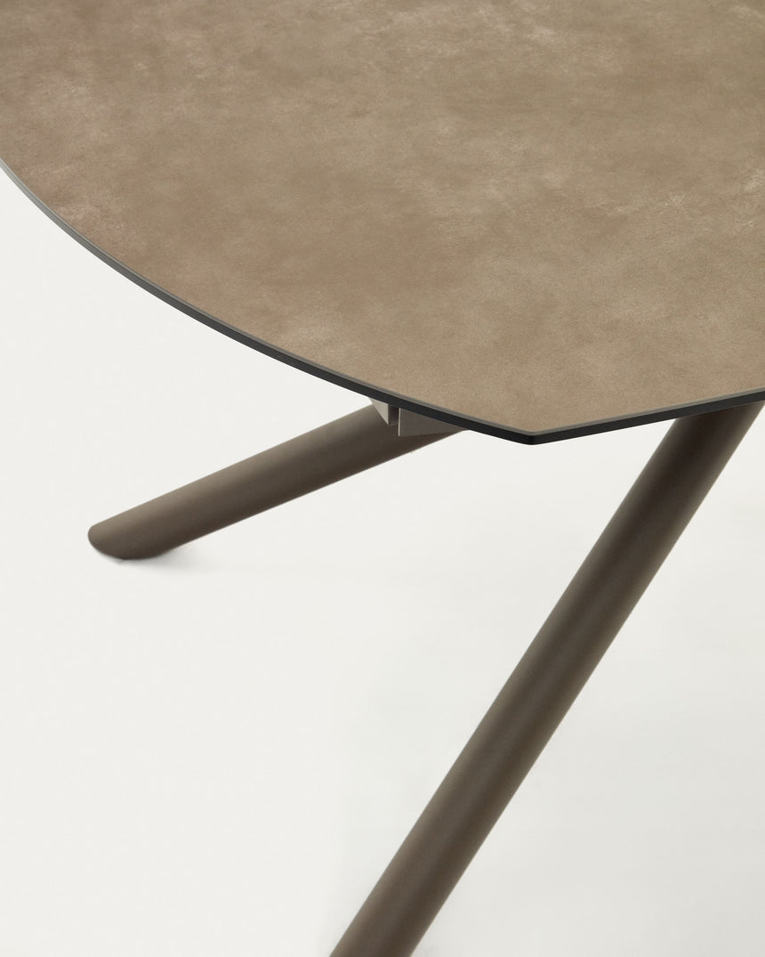 Yodalia Ausziehtisch mit Feinsteinzeugplatte und Stahlbeine braun 130(190)x100 cm - ZEN ZONE Furniture