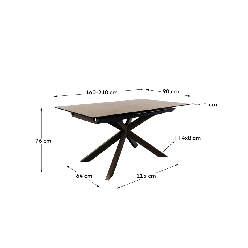 Atminda Ausziehtisch Braun 160 (210) x 90 cm Feinsteinzeugplatte - ZEN ZONE Furniture