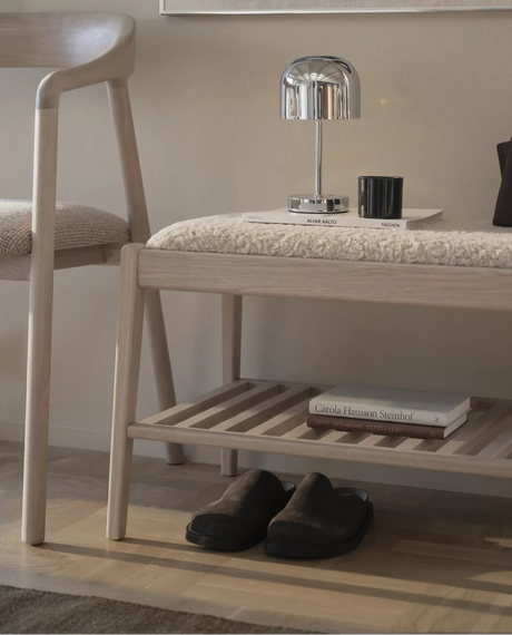 Flurbank GARRICK aus Eiche, Lamb #05 beige, 80x45x47 cm - ZEN ZONE Furniture
