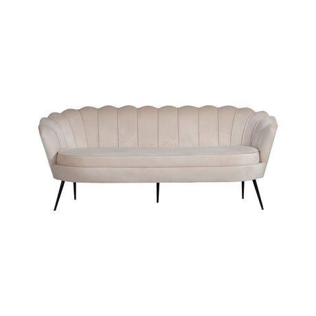 Calais 3-Sitzer Sofa - Beige Samt - Schwarze Beine - ZEN ZONE Furniture