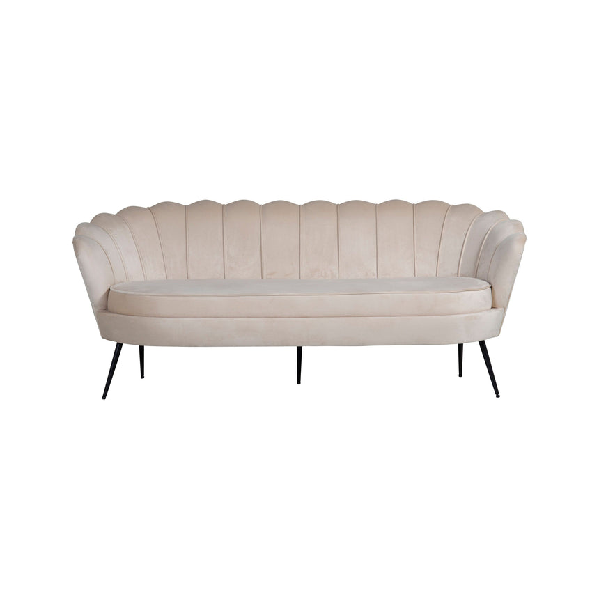 Calais 3-Sitzer Sofa - Beige Samt - Schwarze Beine - ZEN ZONE Furniture