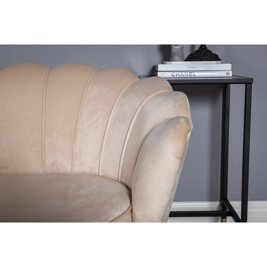 Calais 3-Sitzer Sofa - Beige Samt - Schwarze Beine - ZEN ZONE Furniture