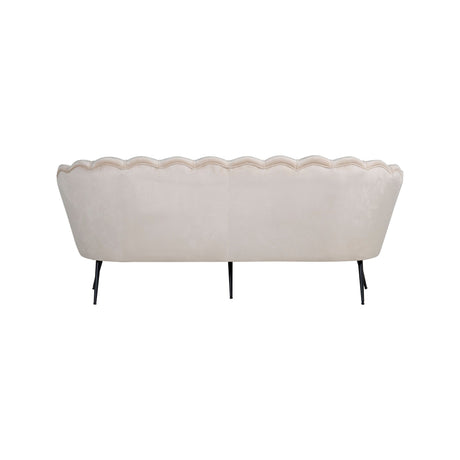 Calais 3-Sitzer Sofa - Beige Samt - Schwarze Beine - ZEN ZONE Furniture