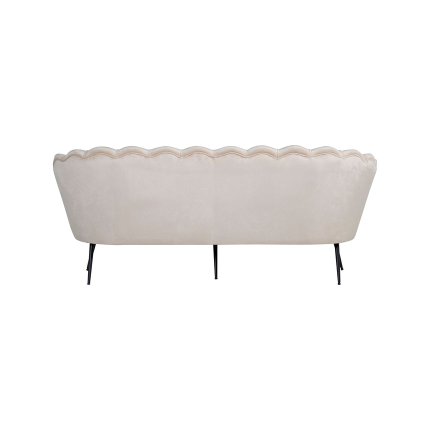 Calais 3-Sitzer Sofa - Beige Samt - Schwarze Beine - ZEN ZONE Furniture
