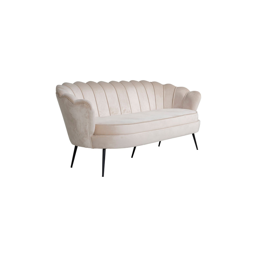 Calais 3-Sitzer Sofa - Beige Samt - Schwarze Beine - ZEN ZONE Furniture
