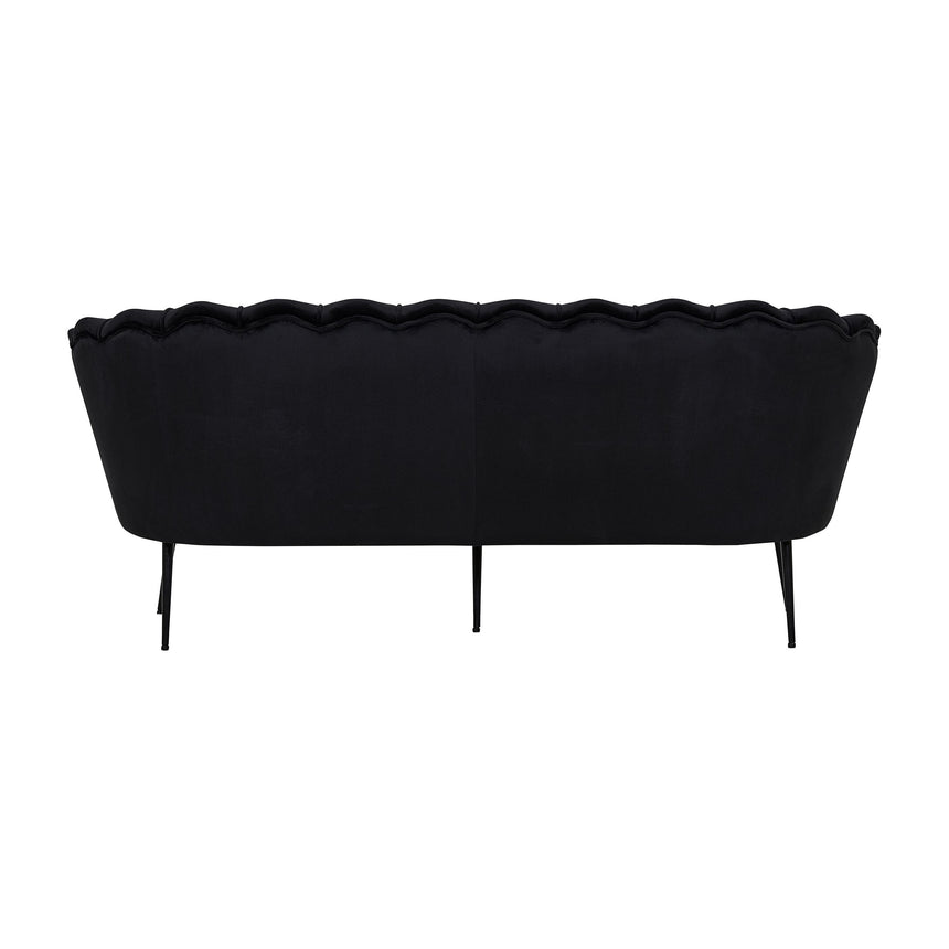 Calais 3-Sitzer Sofa - Schwarzer Samt - Schwarze Beine - ZEN ZONE Furniture