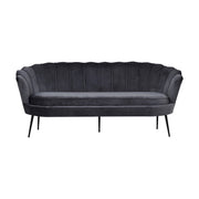 Calais 3-Sitzer Sofa - Dunkelgrauer Samt - Schwarze Beine - ZEN ZONE Furniture