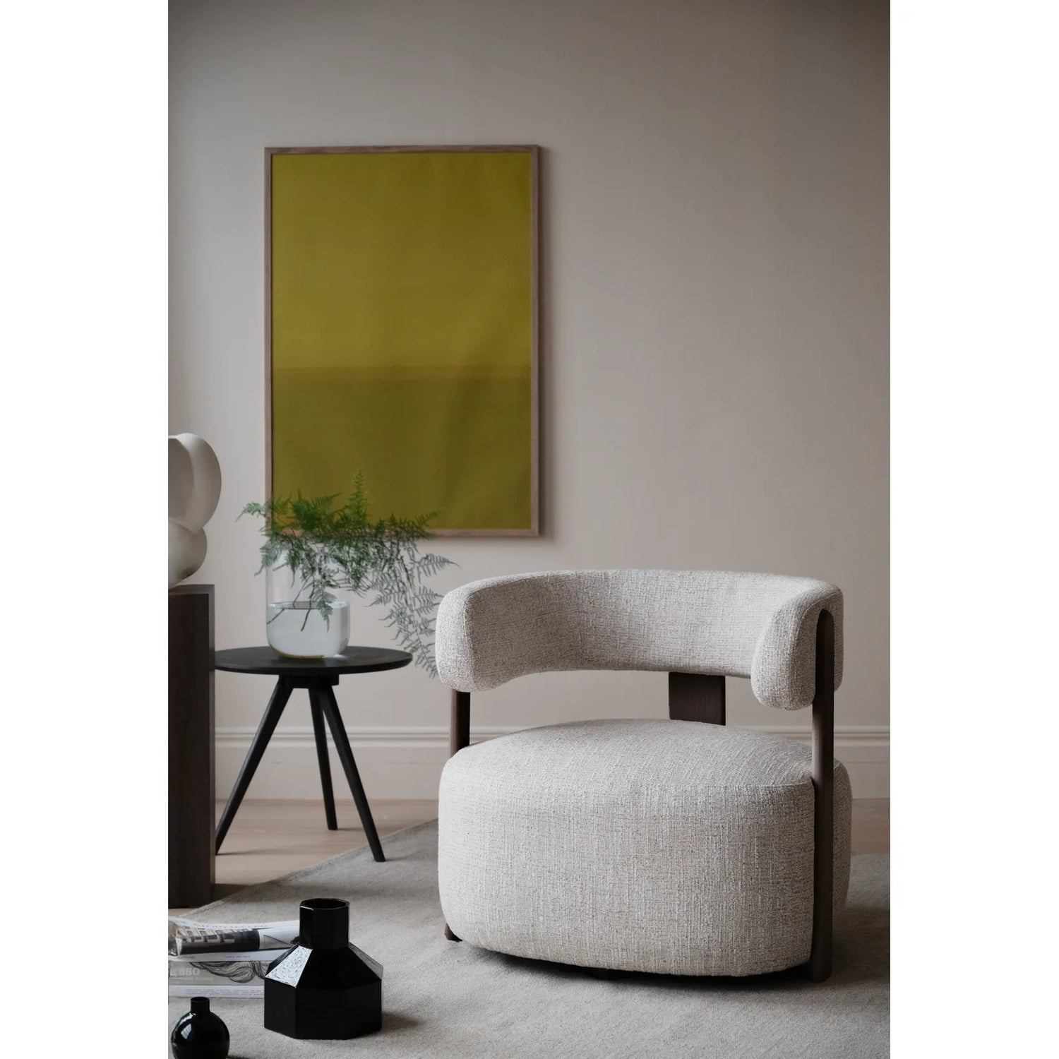 JENISON Loungesessel aus Eiche und Stoff in verschiedenen Farben, 74x74x69 cm - ZEN ZONE Furniture