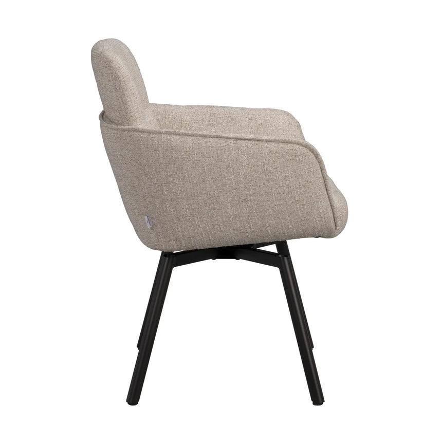 ROSWELL Essstuhl mit Armlehnen, aus Metall und Stoff - ZEN ZONE Furniture