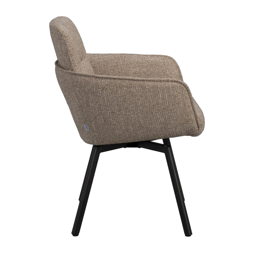 ROSWELL Essstuhl mit Armlehnen, aus Metall und Stoff - ZEN ZONE Furniture