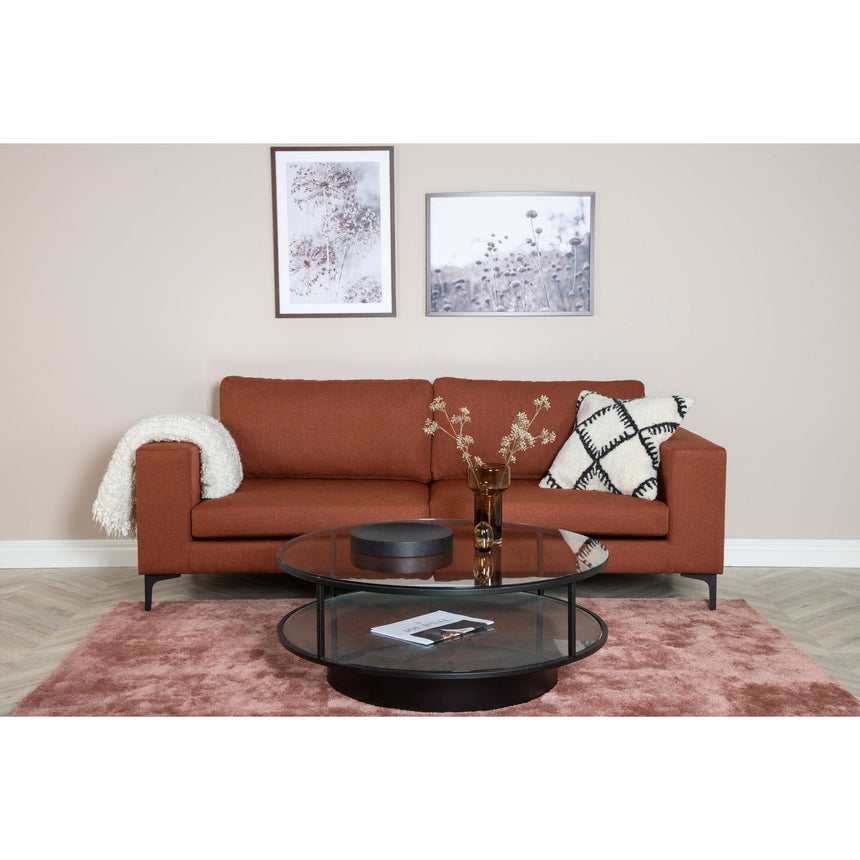 Bolero 3-Sitzer Sofa - rostroter Stoff - schwarze Beine - ZEN ZONE Furniture
