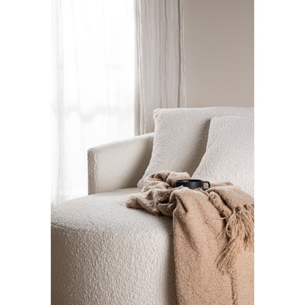 Kelso 2-Sitzer Sofa - Holz / Weißer Teddy - ZEN ZONE Furniture