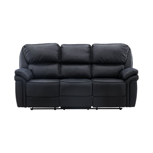 Saranda Recliner 3-Sitzer Sofa - Schwarze Mikrofaser - ZEN ZONE Furniture