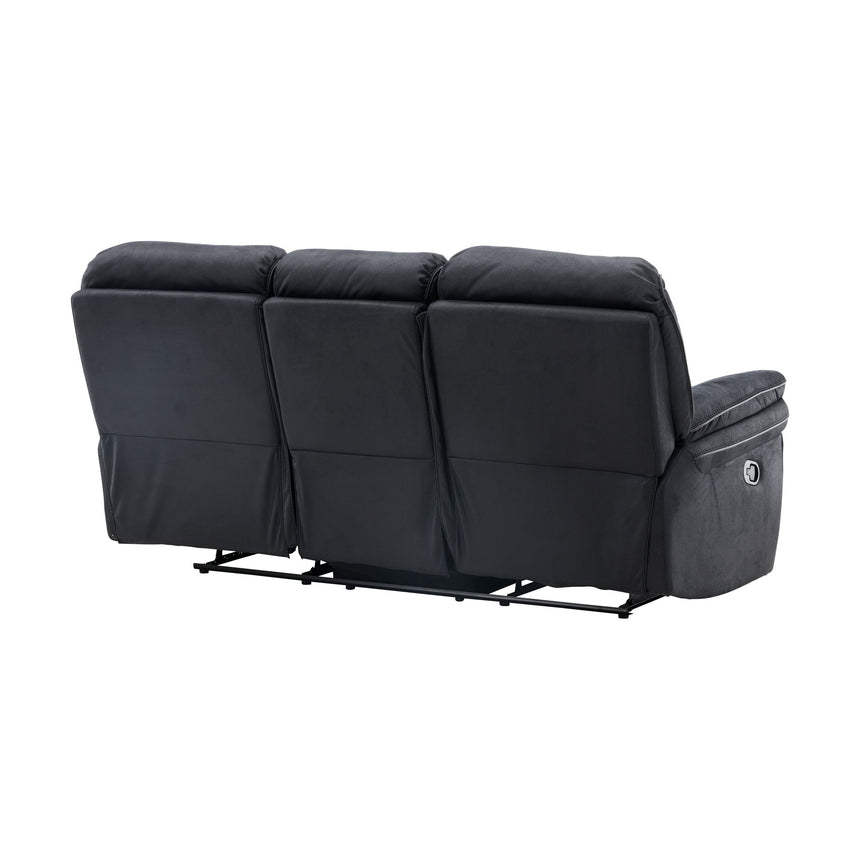 Saranda Recliner 3-Sitzer Sofa - Schwarze Mikrofaser - ZEN ZONE Furniture
