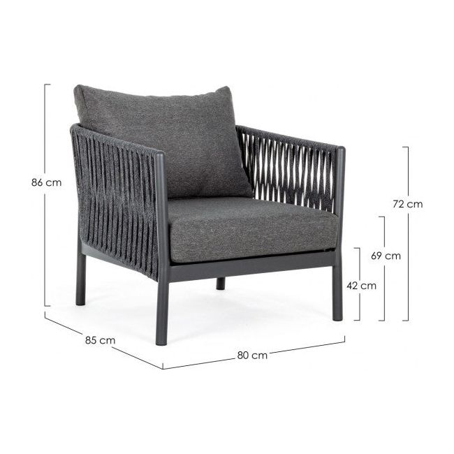 Outdoor Sessel mit Kissen Florencia Anthrazit WG21 - ZEN ZONE
