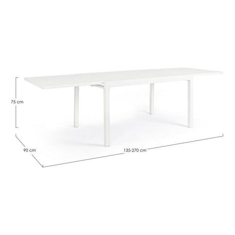 Outdoor Gartentisch ausziehbar Pelagius 135-270x90 Weiß - ZEN ZONE