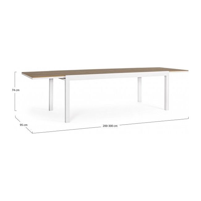 Gartentisch Elias ausziehbar 200-300x95 Weiß SJ60 - ZEN ZONE