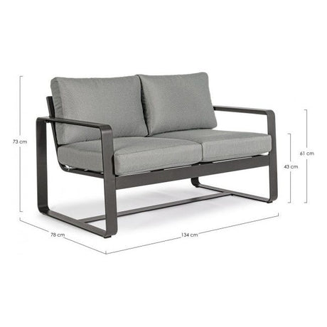 Outdoor Sofa 2 Plätze mit Kissen Merrigan Anthrazit YK13 - ZEN ZONE